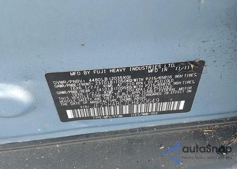 2012 Subaru Forester 2.5X from USA, damaged, VIN JF2SHABC7CH420649